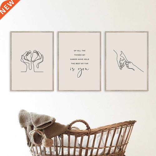 Hold Hand Baby One Line Art Drawing Picture Canvas Painting