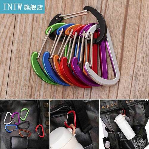 4 Pcs Aluminum Alloy Carabiner D-Ring Keychain Outdoor Campi