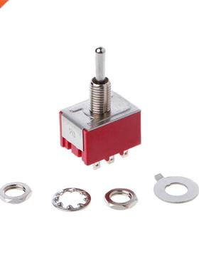 Red 9 Pin ON-OFF-ON 3 Position Mini Toggle Switch AC 6A/125V