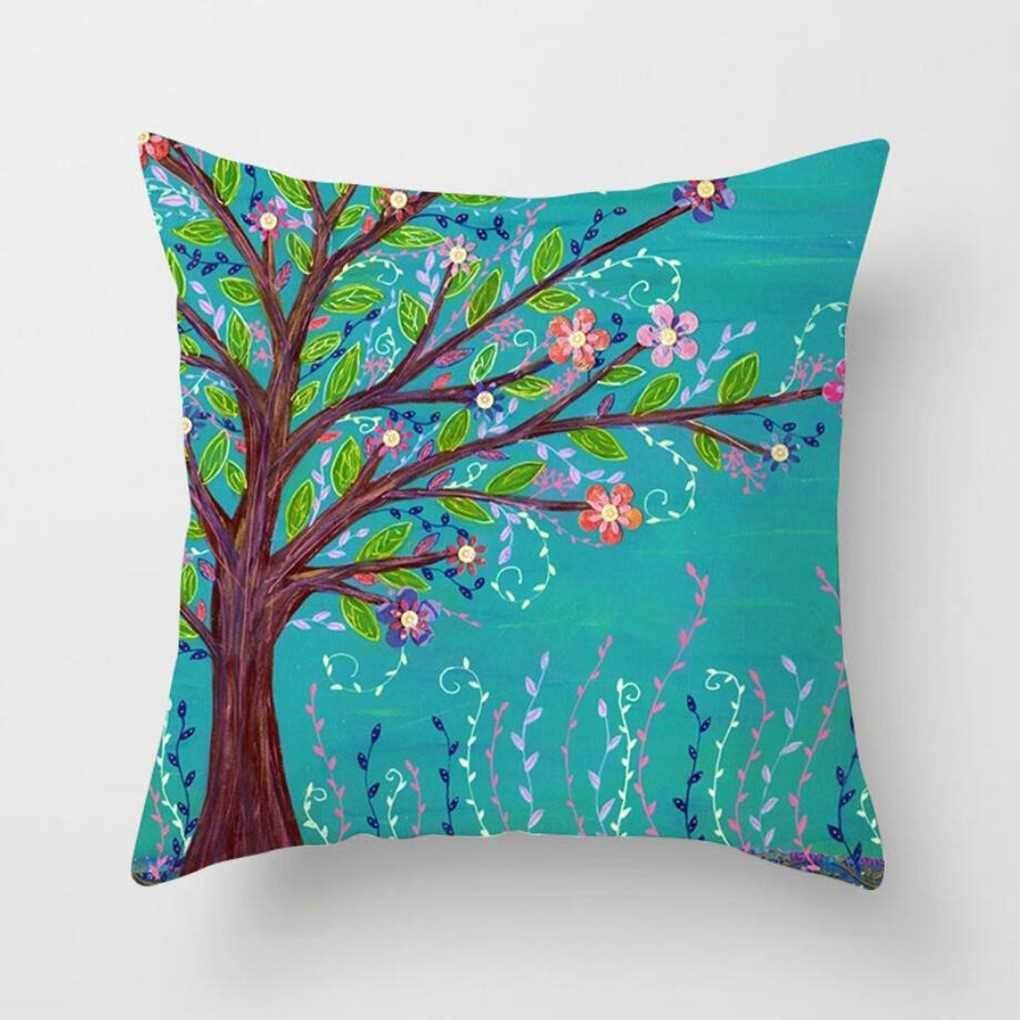 Tree Pattern Pillowcase Home Hotel Office Decorative Cotton