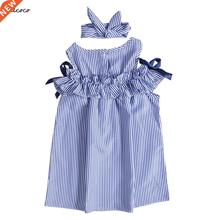 Pudcoco Toddler Kids Baby Girls Clothes Striped Off-shoulder