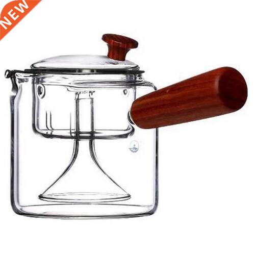500ML Glass Teapot Wooden Handle Thickened Heat-Resistant Gl