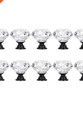 10 Pcs 30 Crystal Clear Glass Cabinet Dresser Knobs Diaon