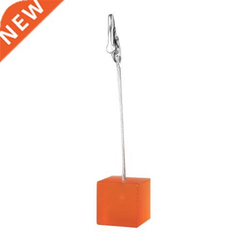 Cube Wire Memo Holder Paper Note Clip (Translucent Orange)图片