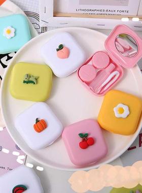 Candy Solid Color Women Portable Cute Contact Lenses Box Len