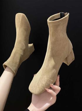 Women	s square toe ankle boots 2021 autumn and winter wom
