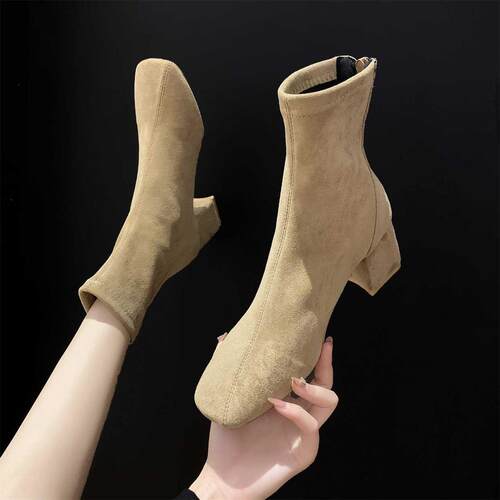 Women	s square toe ankle boots 2021 autumn and winter wom