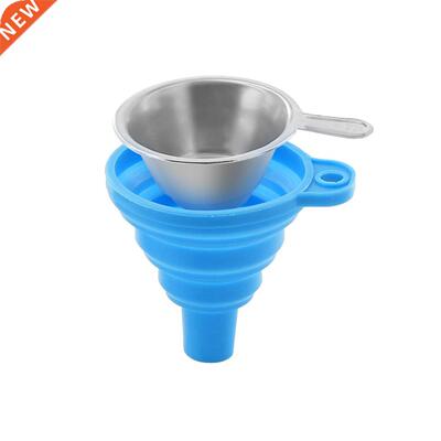 Funnel Portable Foldable Silica Gel Funnel Stainless Steel 3
