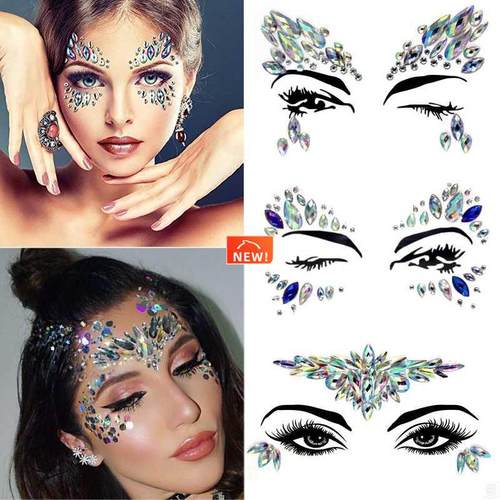 3pcs Eyebrow F Body Art Crystal Glitter Jewels Christmas