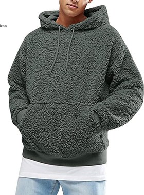 Winter Men Warm Faux Fur Teddy Bear Hoodie Hooded