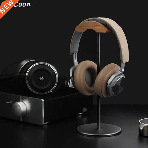 Black Walnut Wood Aluminum Headphone Stand Rack Nature Walnu