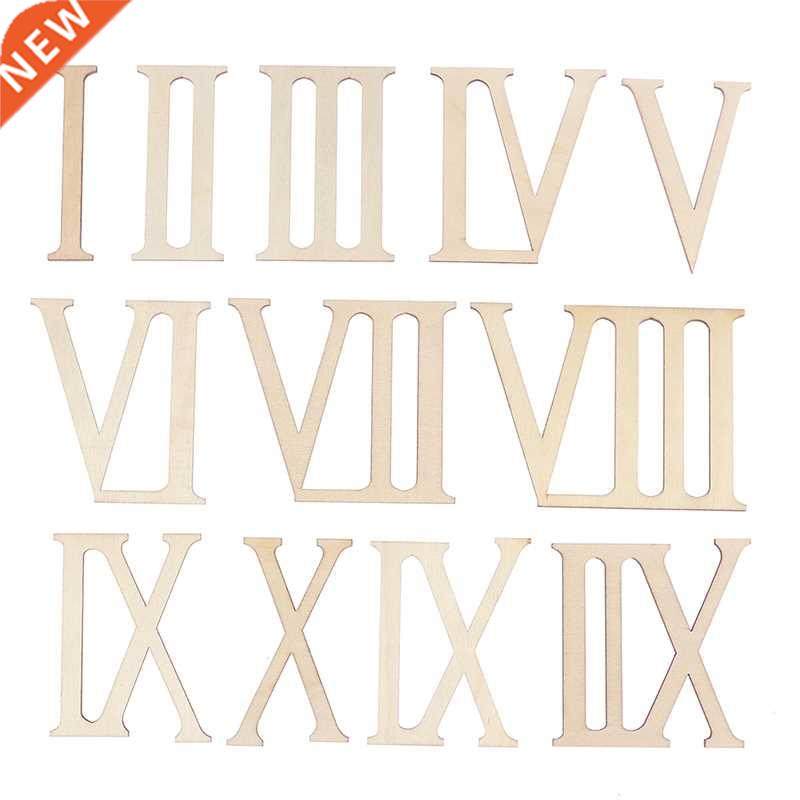 12Pcs/set 7cm Romn Digitl Wooden Clock ccessories Romn N