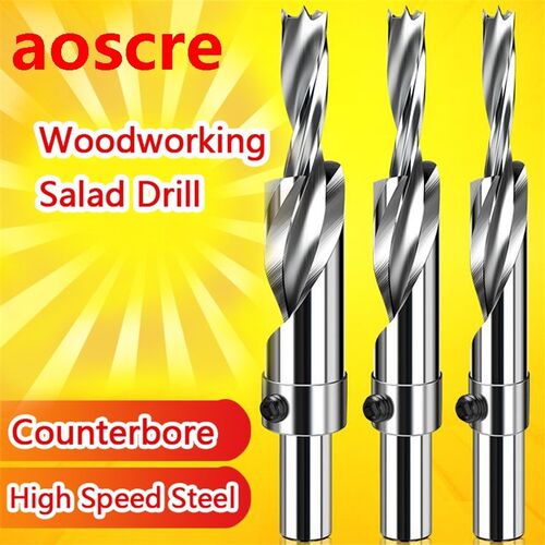 Woodworking Salad Drill 10mm Shank High Speed Steel Flat-bot