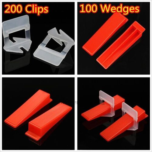 300pcs Plastic Ceramic Tile Leveling System 200 Clips+100 We