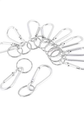 10 PCS Spring Loaded Gate Key Chain Carabiner Hooks Silver