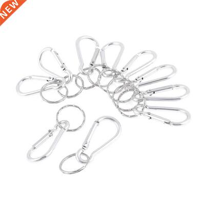 10 PCS Spring Loaded Gate Key Chain Carabiner Hooks Silver