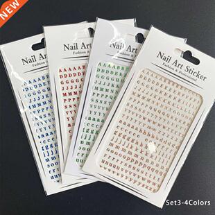 4Pcs 26 English Alphabet Nail Stickers Self-Adhesive Nails A