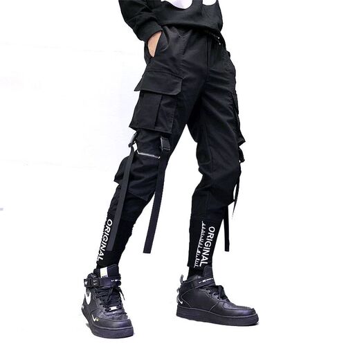 Hip Hop Men Ribbons Cargo Pants Fashion Harajuku 2020 New El