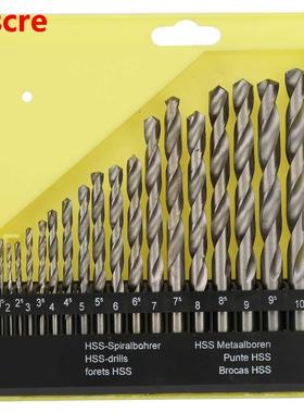 19pcs HSS High Steel Straight Shank Drill Bit Set +Case 1-10