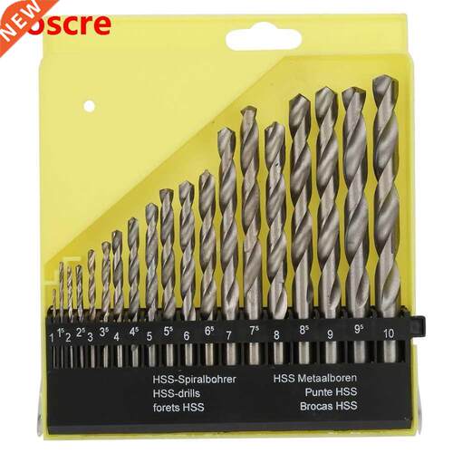 19pcs HSS High Steel Straight Shank Drill Bit Set +Case 1-10