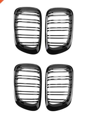 2 Pair Glossy Black Double Rims Grille M Style Modified Baki