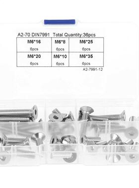6PCS M6 Hex Socket Flat Head Cap Bolts Screws Assortment Ki