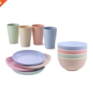 Wheat Straw Dinnerwares Set with Cup Dinner Plate Bowl Set R