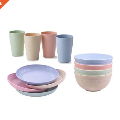Wheat Straw Dinnerwares Set with Cup Dinner Plate Bowl Set R
