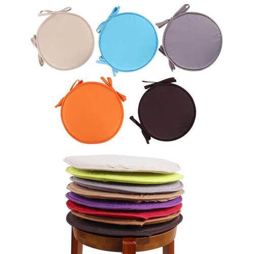 Round Chair Cushion Seat Cushion Solid Color Tie-on Pads Kit