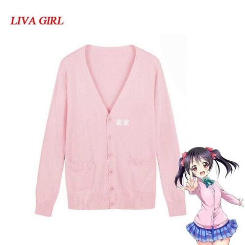 Love Live Cosplay Costumes Nico Yazawa Pink Knitted Sweater