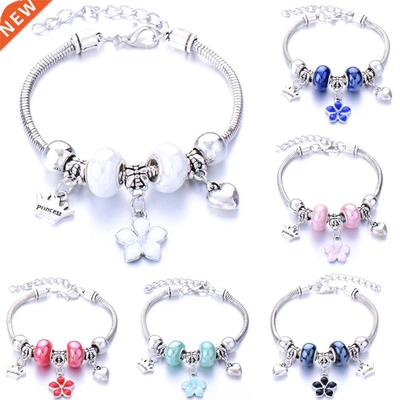 Silver Color Lovely Crown heart pendant Charm Bracelets With