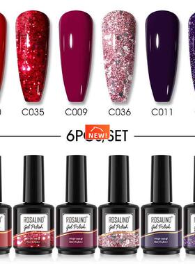15ML 6PCS Gel Nail Polish Glitter Hybrid Varnishes Set Semi
