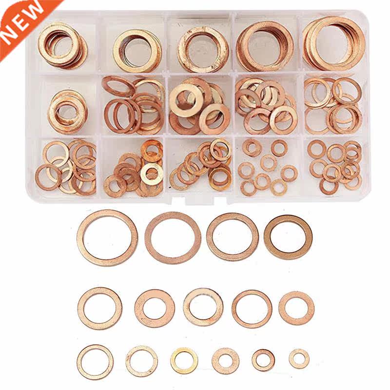 150pcs 15 Sizes Assorted Copper Gasket Washers Solid Sealing