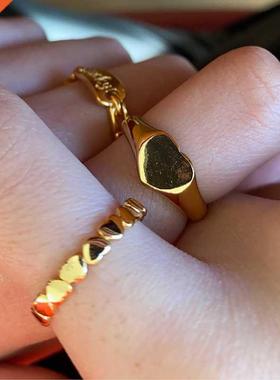 Heart Rings For Women Stainless Steel Gold Heart Shaped Coup