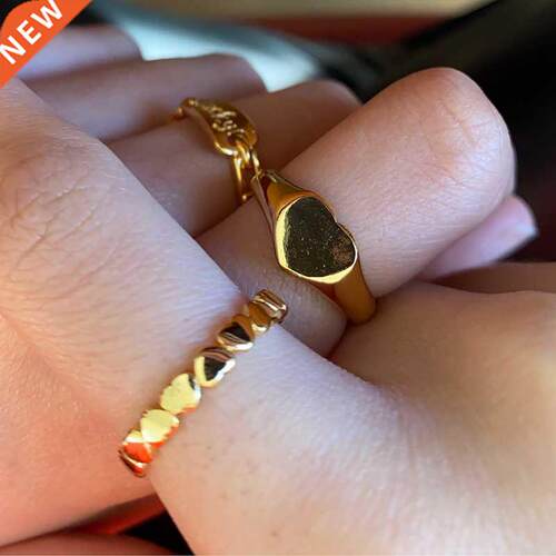 Heart Rings For Women Stainless Steel Gold Heart Shaped Coup
