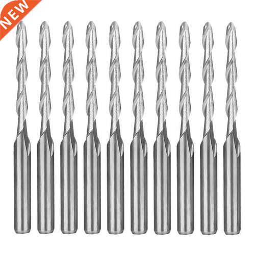 10Pcs CNC Router Bit 2mm Ball Nose End Mill 2-Flute Spiral U