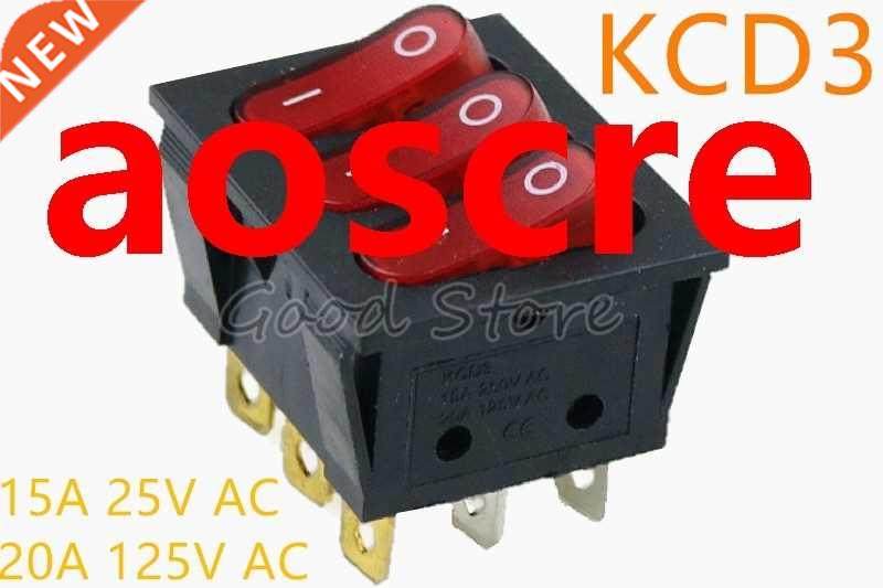 1pcs On-Off KCD3 9Pin Red 15A 250V 20A 125V AC Light Boat Ca