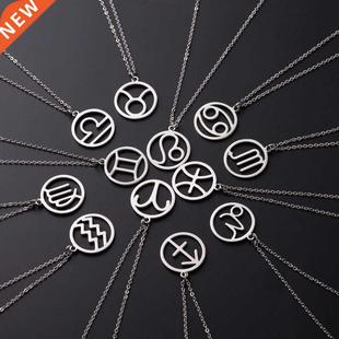 New Stainless Steel Star Zodiac Sign Necklace 12 Constellati
