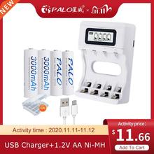 4Pcs 3000mAh Ni-MH AA Battery 1.2V 2A AA Rechargeable Batter