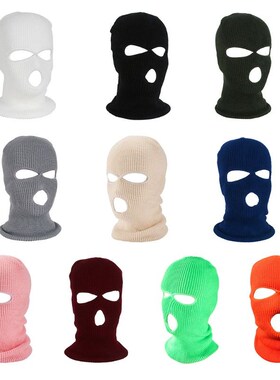 Women Men 3-Hole Knitted Full Face Cover Ski Winter Warm Cyc