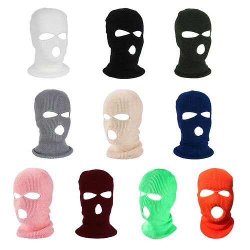 Women Men 3-Hole Knitted Full Face Cover Ski Winter Warm Cyc