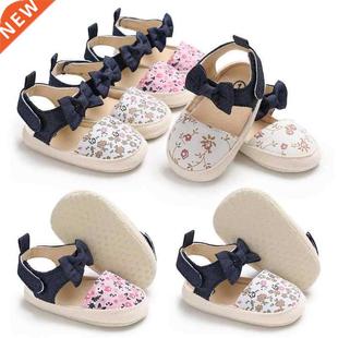 Lovely Flower Print Bow Canvas baby Shoes summer soft sole f
