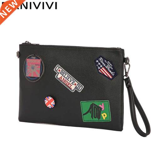 Envelope Leather Handbag for Men Bag Black Cluth Fashion Ko