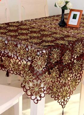 Round Tablecloth For Table Wedding Crochet Coffee Color Rect