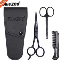 BlueZOO Scissors Set Mustache comb nose hair cut beard Sciss
