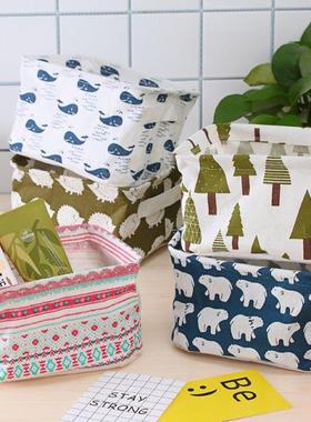 1PC Linen Desktop Storage Box Waterproof Toy Sundries Storag