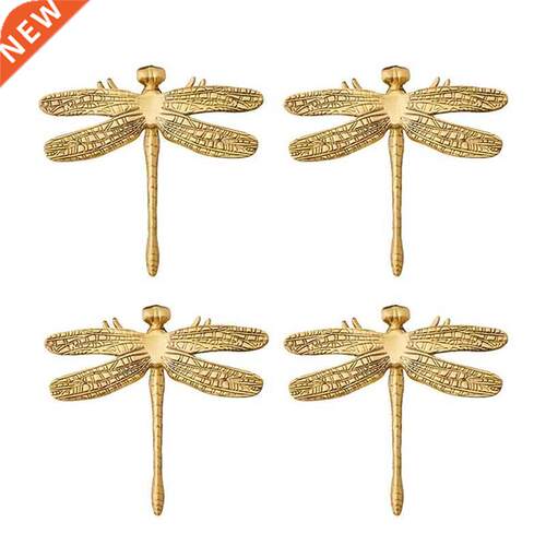 4Pcs Dragonfly Handle Knobs Brass Gold Knobs for Cabnets fo