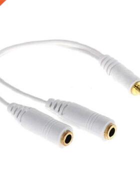 Cable splitter of white earphones 3.5 mm 1 Male Jack output