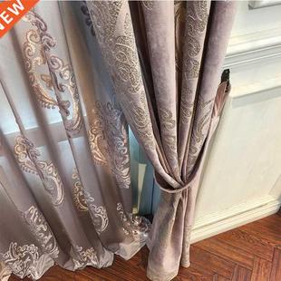 High-end Velvet Gilded Curtains for Living Dining Room Bedro