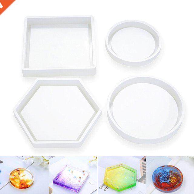 1Pcs DIY Coaster Mold Resin Epoxy Tea Coaster Molds Silicone